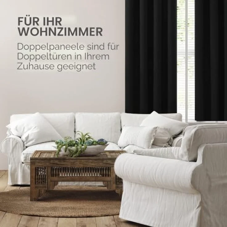 Deconovo Vorhänge Blickdicht Thermogardinen mit Ösen Übergardinen Schwarz | 1 Stück, H260 x B140 cm, Hitzeschutz, Sichtschutz für Wohnzimmer und Schlafzimmer, Blackout Curtain, Verdunkelungsvorhang – Bild 5