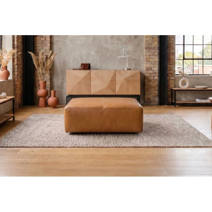 KAWOLA Polsterhocker CELESTE Hockerbank Leder cognac 48 x 80 x 120 cm – Bild 2