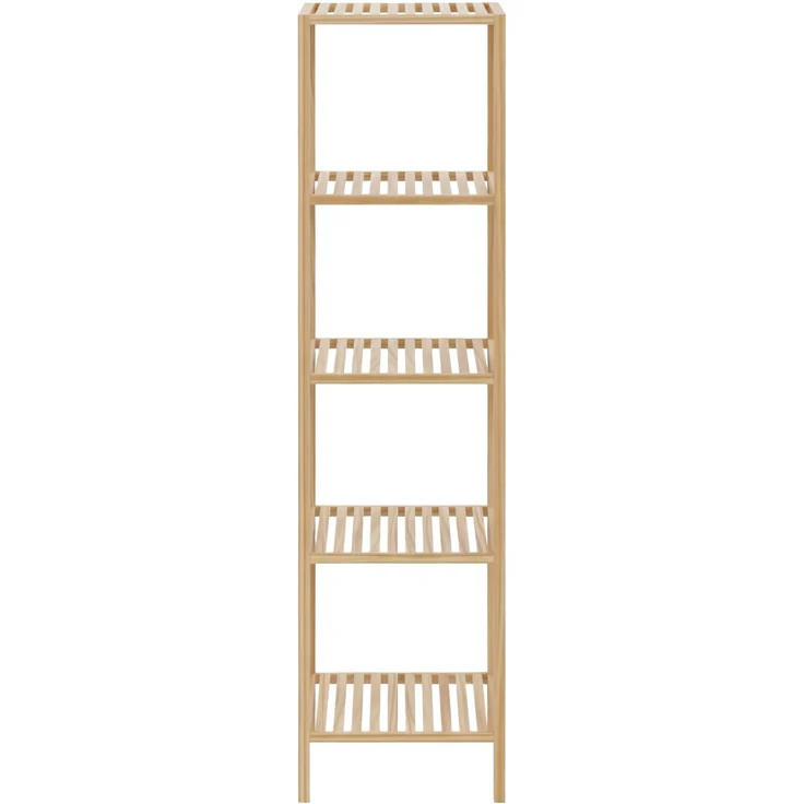Badregal NEUSS L - 36 x 36 x 145 cm, Holz, Natura | Badezimmer-Aufbewahrungsregal Bambusregal Organziger Bad – Bild 4