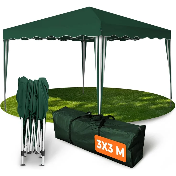 Faltpavillon 3x3 m - wasserdicht - ohne Seitenteile, grün – Bild 1