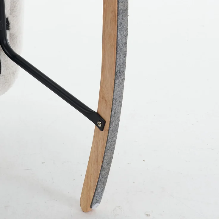 Teddy-Schaukelstuhl mit Kopfstütze, ergonomisch, leise & stabil, Holzrahmen mit Metallbasis, ideal für Wohnzimmer – Bild 10