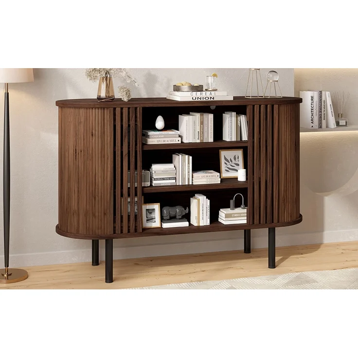 ZUBALIYA Sideboard 120x40x80 cm, aus MDF / Spanplatte, Walnuss – Bild 12