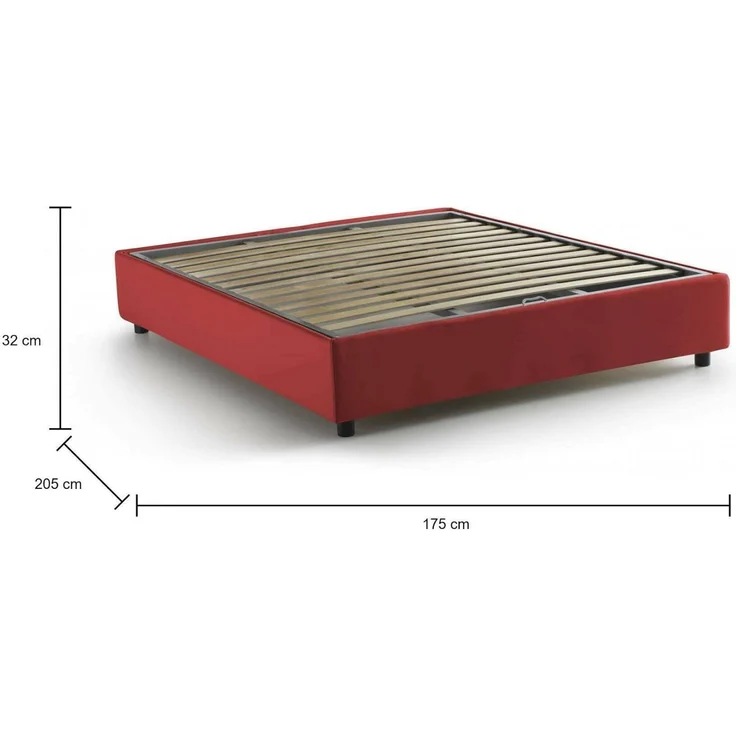 Talamo Italia - Elisa Doppelbett, Bettkasten mit Stoffbezug, 100 % Made in Italy, Öffnung vorne, geeignet für Matratze 160 x 190 cm, Rot – Bild 2