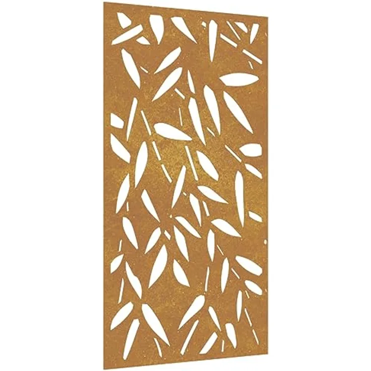 vidaXL Garten-Wanddeko Cortenstahl 105x55 cm mit Bambusblatt-Design, wetterfest und korrosionsbeständig