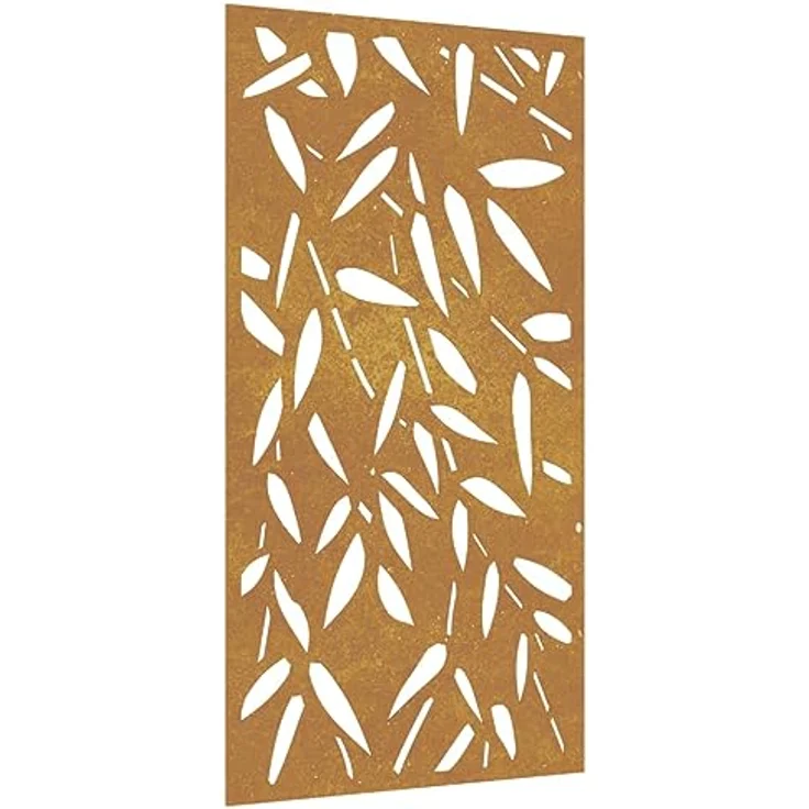 vidaXL Garten-Wanddeko Cortenstahl 105x55 cm mit Bambusblatt-Design, wetterfest und korrosionsbeständig – Bild 1