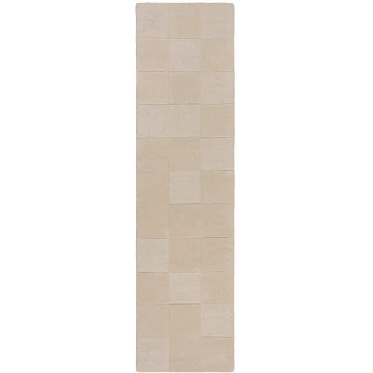 XXXLutz Handwebteppich Checkerboard, Natur, rechteckig 60x230 cm, AZO-frei, Handmade in India, für Fußbodenheizung geeignet