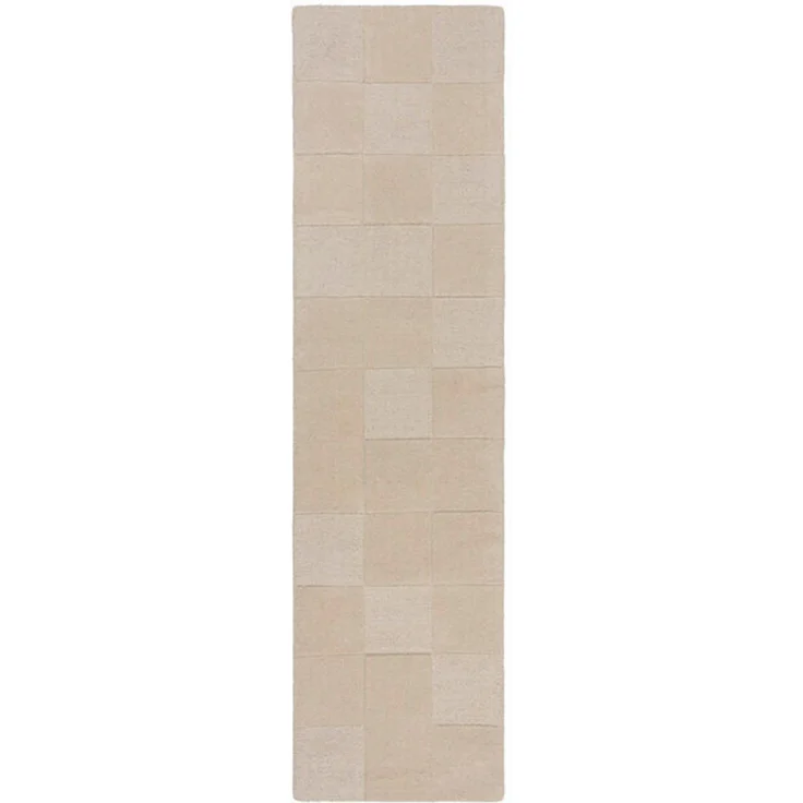XXXLutz Handwebteppich Checkerboard, Natur, rechteckig 60x230 cm, AZO-frei, Handmade in India, für Fußbodenheizung geeignet