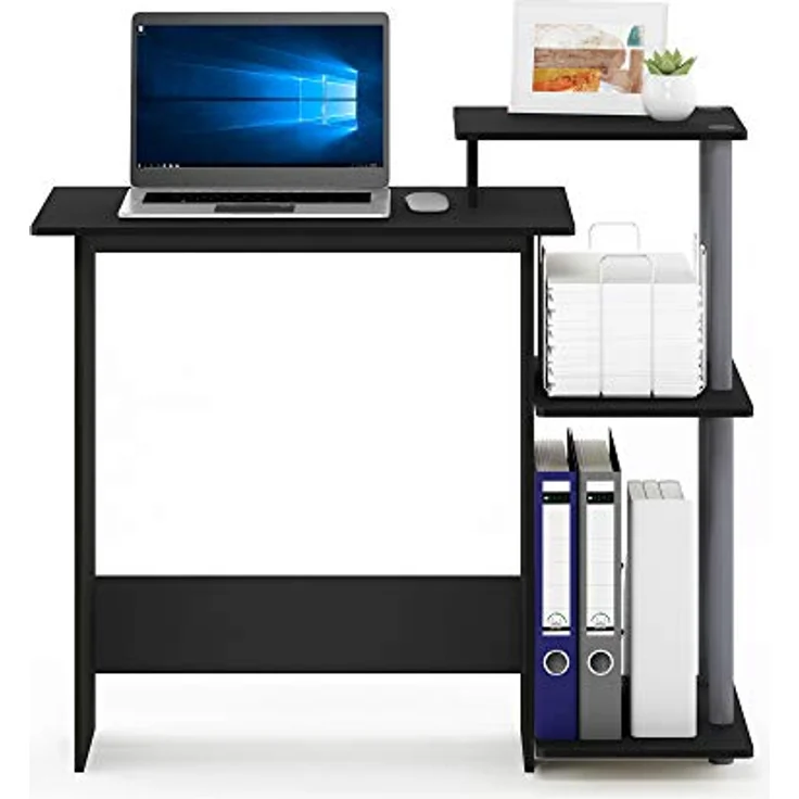 Furinno Computer/Schreibtisch, Verbundholz, PVC-Rohre, Schwarz/grau, 100. 58x100. 58x85. 34 cm – Bild 5