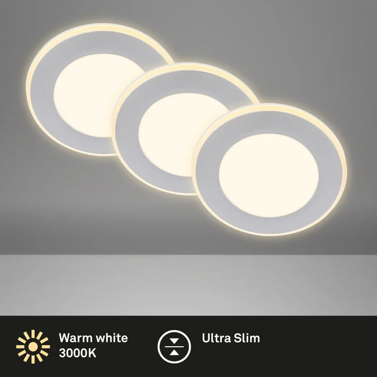 Briloner LED-Einbauleuchten 3er Set 4,9W 425lm chrom-matt Nachtlicht – Bild 5