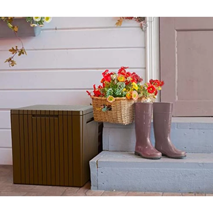 Keter City Box, Aufbewahrungsbox, Braun, Inhalt: 113L, Maße: HxTxB 55 x 44 x 57,8 cm, ideal für Balkon und kleine Flächen – Bild 3