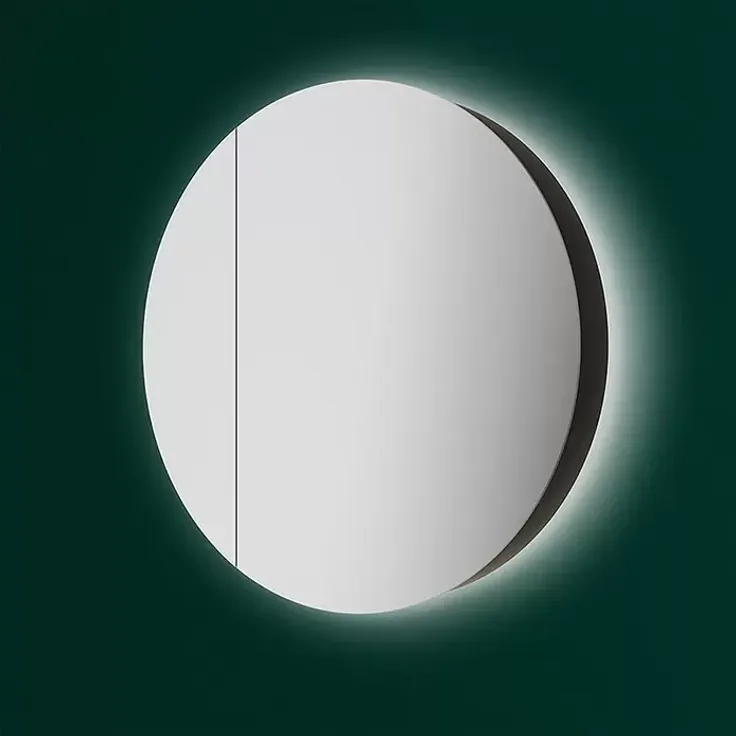 DSK LED-Spiegelschrank Picasso Style, Schwarz, mit zwei Einlegeböden und innovativer LED-Beleuchtung