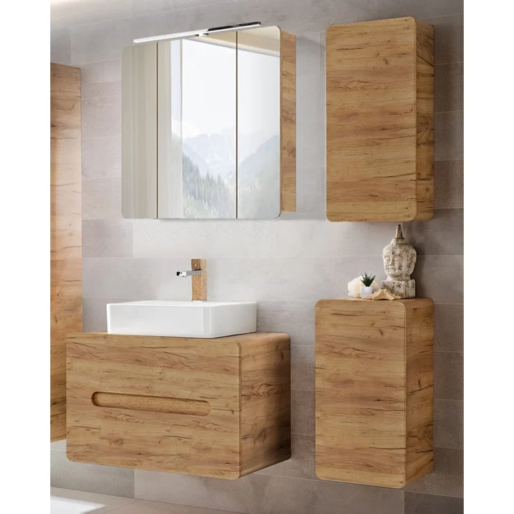 Badezimmermöbel Set LUTON-56-CRAFT in Wotan Eiche Nb, B/H/T ca. 130/200/46 cm – Bild 1
