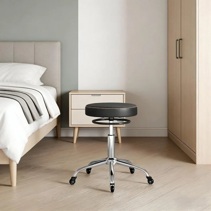 Bürostuhl,Drehbarer Bürostuhl,Bequem beweglicher Bürostuhl,Friseurstühle,Massagestühle,Barstühle(nur mit Bürostühlen)--Schwarz--49x49x58cm--YOUDENOVA – Bild 1