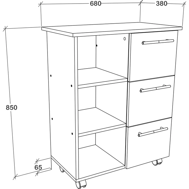 VCM Küchenmöbel Servierwagen Esilo 919016 Weiß / Anthrazit H. 85 x B. 68 x T. 38 cm – Bild 4