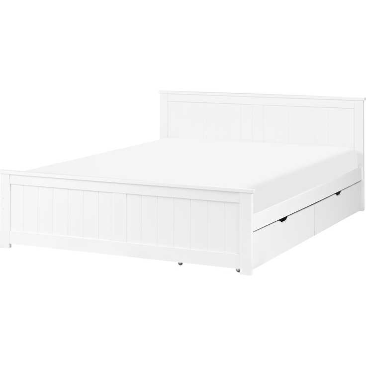 Bett mit 2 Schubladen Kiefernholz SABRAN 140x200 cm Weiß – Bild 4