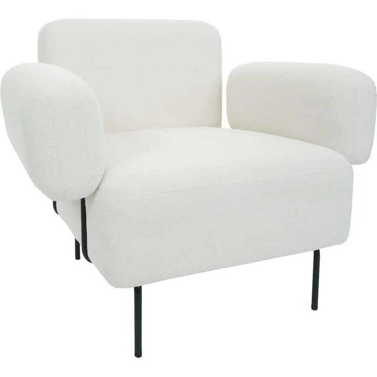 Lounge-Sessel HWC-L83b, Cocktailsessel Polstersessel Sessel, Bouclé Stoff/Textil Metall, creme-weiß – Bild 7