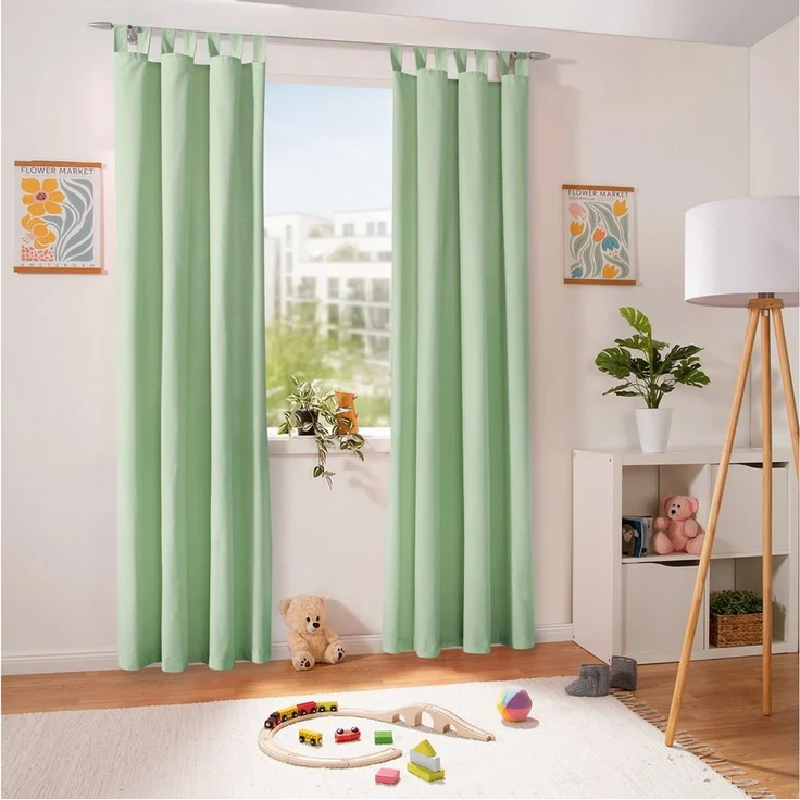 heimtexland Vorhang Dekoschal Baumwolle Fensterdeko Gardine blickdicht (1 St), Schlaufen, blickdicht, Polycotton, Natur I Kräuselband oder Schlaufen I verschiedene Größen – Bild 3