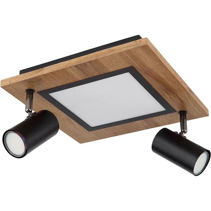 LED Deckenleuchte, Holzoptik, Strahler schwenkbar L 30 cm
