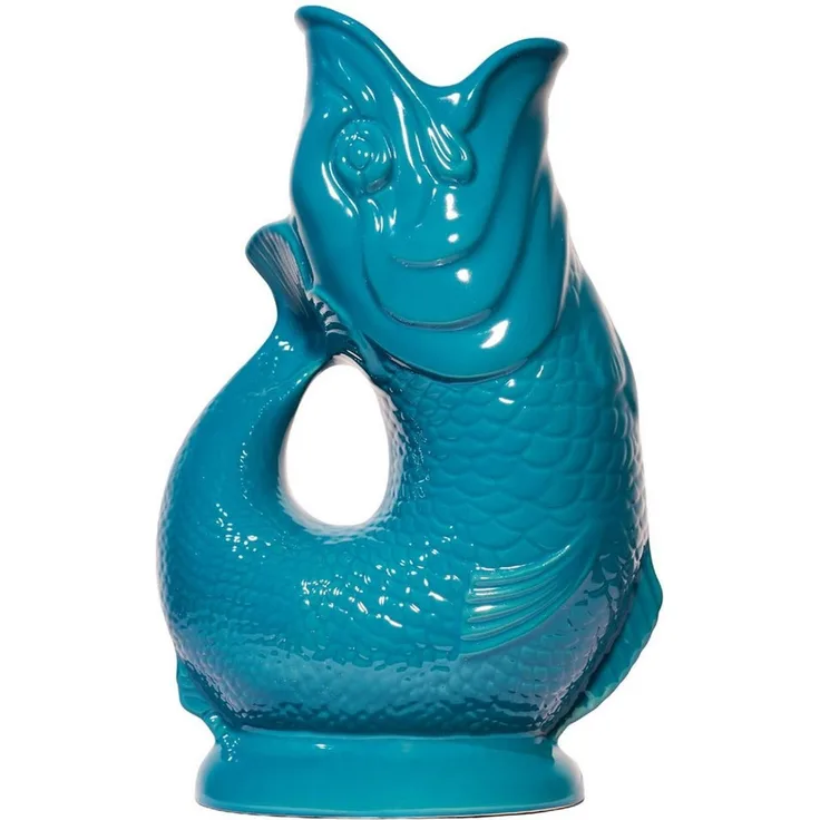 Gluckigluck Wasserkaraffe, (Original Gluggle Jug aus England), mit Gluckergeräusch, handgefertigt, ikonisches Fisch-Design, 1,2 L