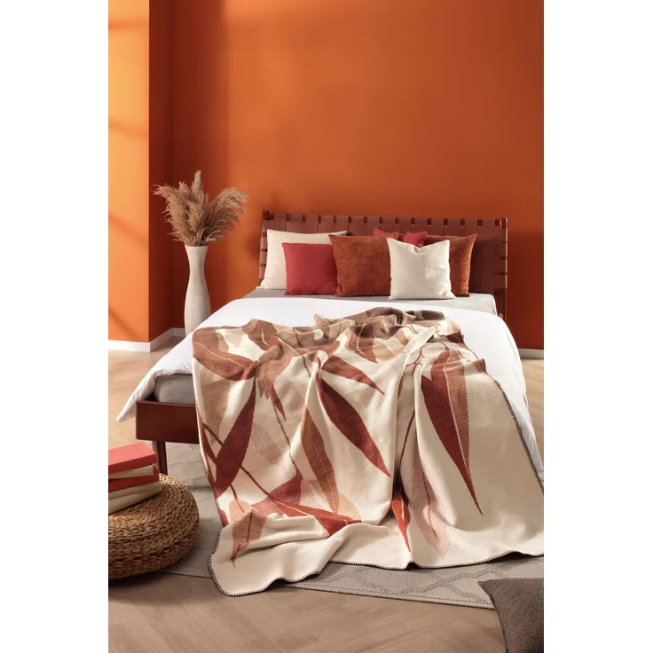 Biederlack Wohndecke Kuscheldecke 150x200 Ember Leaves Blätter beige 833006 – Bild 6