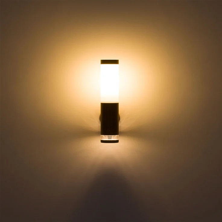 LED Wandleuchte, Deko-Licht, Edelstahl, Holz-Optik, H 35 cm – Bild 6
