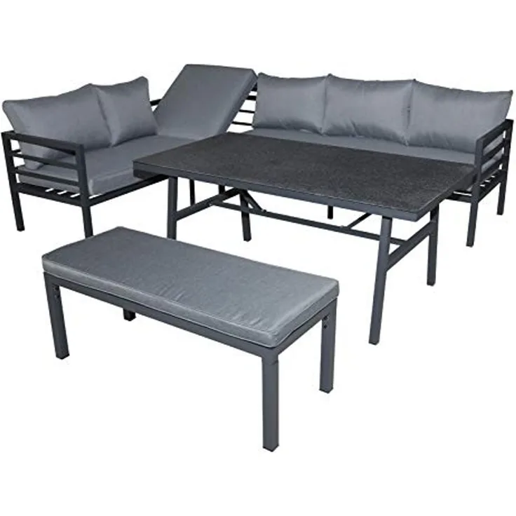 Green Spirit Loungeset »San Menaio« Lounge Set Ecklounge Loungemöbel Essgruppe Gartenmöbel, (Set, 4-tlg, Essgruppe für 7-8 Personen), mit verstellbarem Kopfteil, als Sonnenliege verwendbar