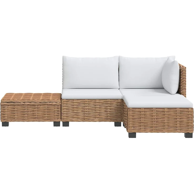 vidaXL 4 stk. Rattan-Lounge-Set mit Kissen GENDT Naturrattan Natur 3429844 – Bild 9