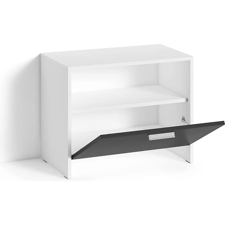 byLIVING Sitzbank BEN / Schuhschrank in matt weiß / Front schwarz / kleine Flur-Kommode mit Klappe und Einlegeboden / B 60, H 48, T 35 cm – Bild 4