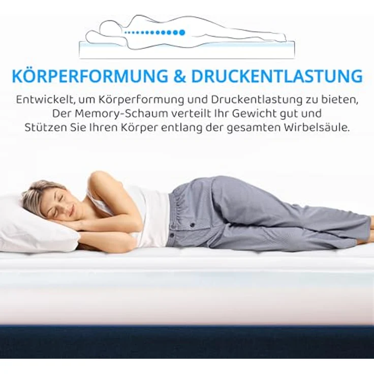 ELEMUSE Matratzen Topper 180x200 cm, H3 Gel Topper mit Waschbarem Flauschigem Bezug und Gelschaum, 7CM Höhe Weicher und Bequemer Matratzentopper für Boxspringbett und Unbequeme Betten Schlafsofa – Bild 7