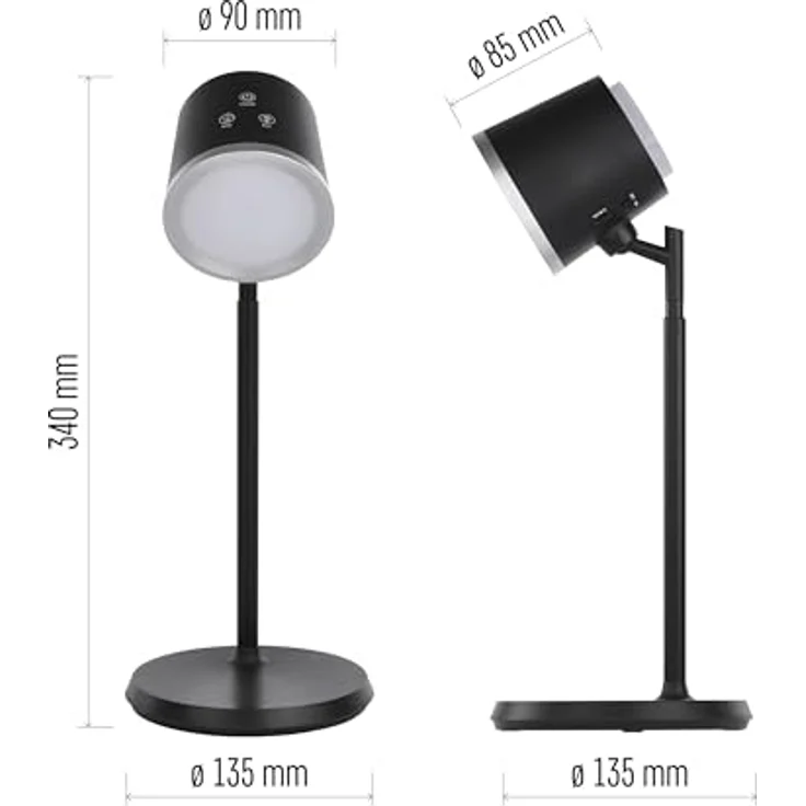 EMOS LED Akku-Tischlampe 4in1 ABBIE, 6W, 300lm, dimmbar, einstellbare Lichtfarbe, 1500mAh Li-Ion Akku, 33h Leuchtdauer, schwarz, Z7636B – Bild 7