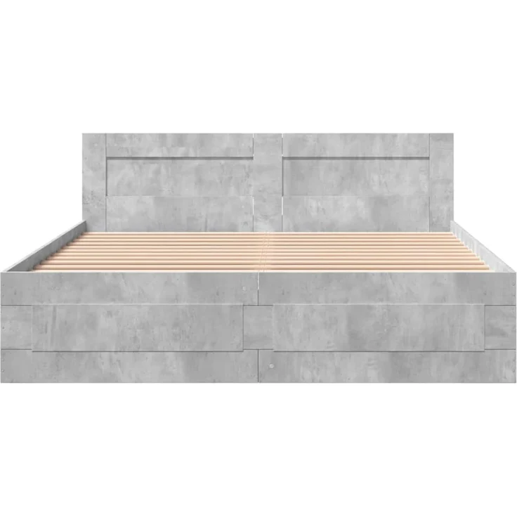 vidaXL Bettgestell mit Kopfteil Betongrau 160x200 cm Holzwerkstoff 3295551 – Bild 4
