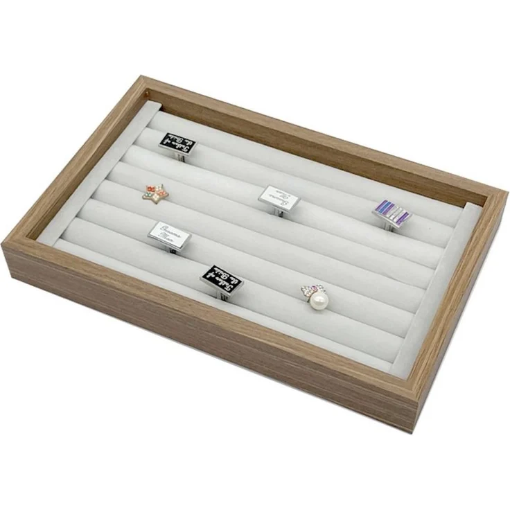 mixed24 Schmuckkasten Kleine Holz Ringlade Ringbox Ringe Schmuckbox Schmuckkiste Ringdisplay, Aufbewahrung Präsentation Vorzeigetablett Dunkelbraun – Bild 1