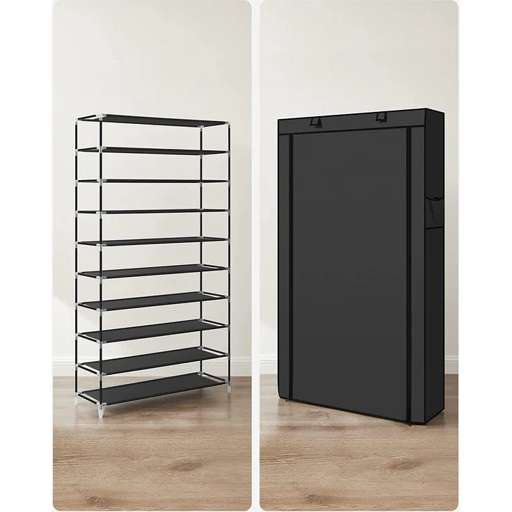 SONGMICS 10-stöckiges Schuhregal mit staubdichter Abdeckung, Schuhschrank, Schuhorganisator für bis zu 40 Paar Schuhe – Bild 8