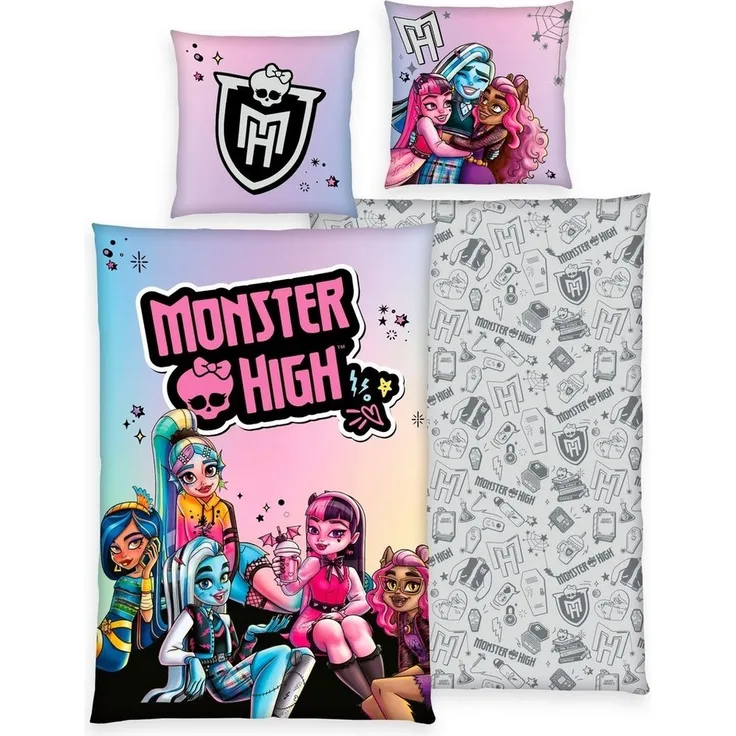 MonsterHigh™ Kinderbettwäsche Monster High, Renforcé, 2 teilig, mit tollem Motiv