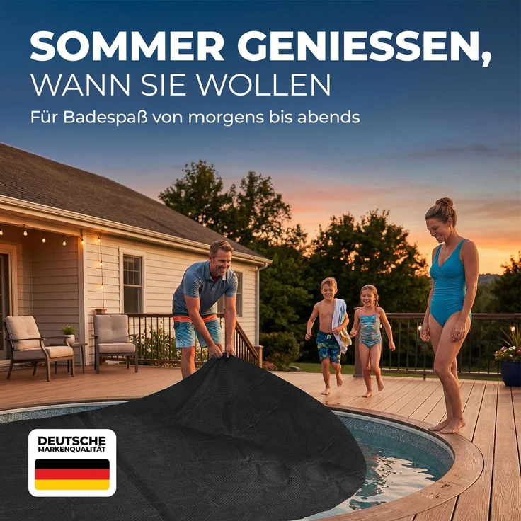 Miganeo Pool Solarfolie Ø 457 cm Deluxe rund | schwarz | 180 my | 12 mm Luftblasen – Bild 7