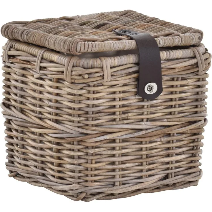 Krines Home Allzweckkorb Korbtruhe Allzweck Korb Aufbewahrung mit Deckel Box Spielzeugtruhe, Natur Rattan Quadratisch