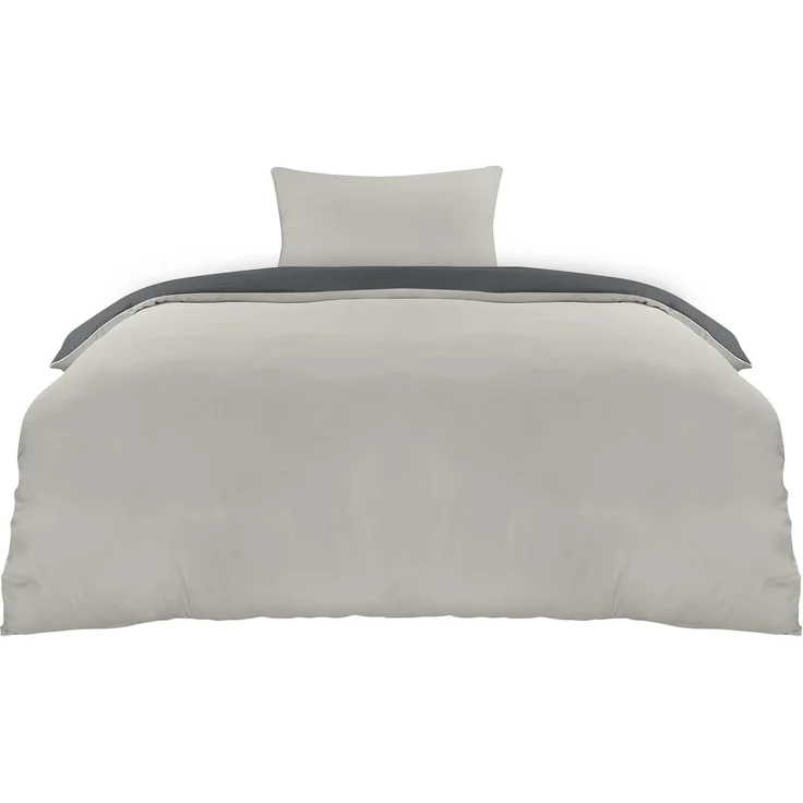 Utopia Bedding Bettwäsche 135x200 Set - Mikrofaser Bettbezug 135x200 cm + 1 Kissenbezug 50x75 cm - Dunkelgrau/Hellgrau – Bild 1