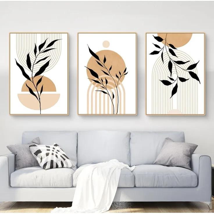 Poster Set 3teilig Boho Blätter Wohnzimmer Schlafzimmer J 50x70cm