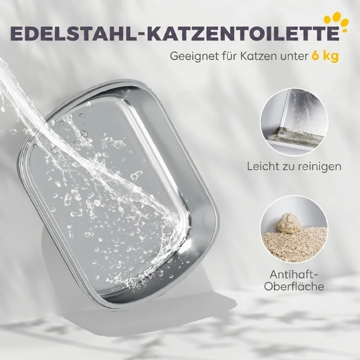 Katzentoilette aus Edelstahl mit abnehmbarem Deckel, Schaufel und Deobeutel, 52,4x41,3x39,8 cm, Dunkelgrau – Bild 3