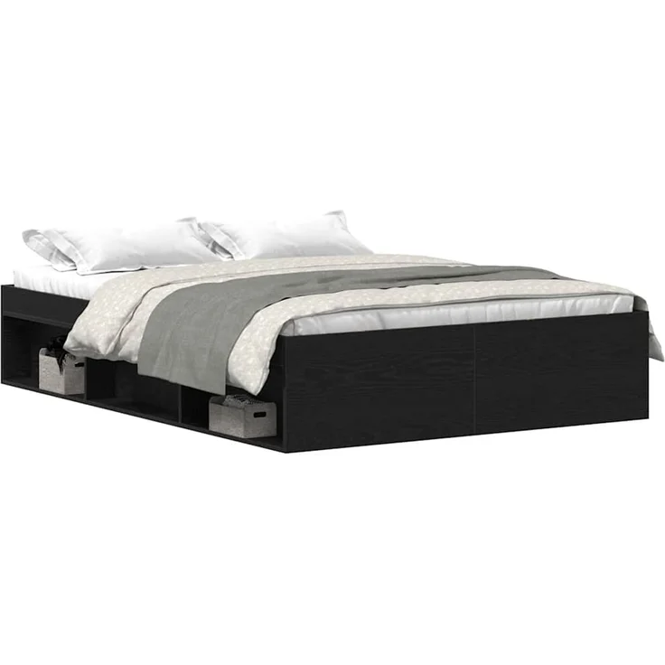 vidaXL Bettgestell ohne Matratze Schwarz Eichen-Optik 120x190 cm 3329337 – Bild 2