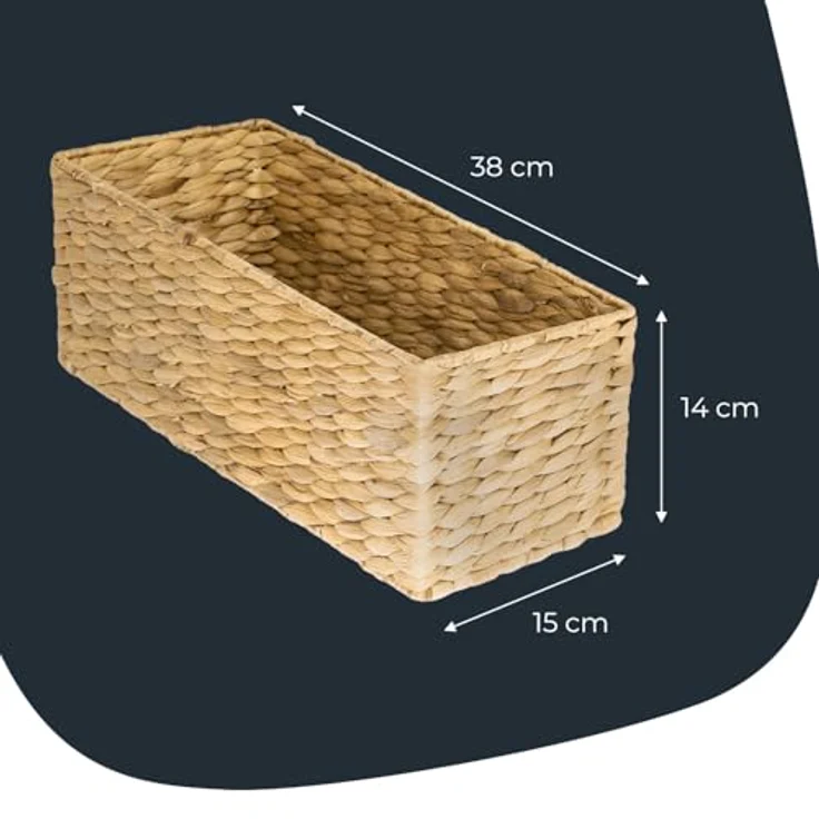 HMF Aufbewahrungskorb Badezimmer Aufbewahrungsbox geflochten aus Wasserhyazinthe (2 St), 38 x 15 x 14 cm, natur – Bild 6
