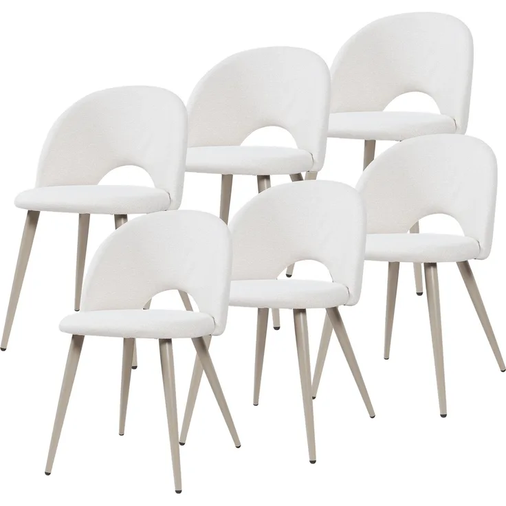 Esszimmerstuhl Karijoki 6er Set Webstoff Beige [en. casa]