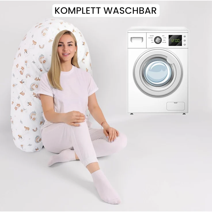 Amilian Stillkissen XXL 170 cm - Schwangerschaftskissen & Seitenschläferkissen mit Bezug, - Lagerungskissen - Nursing Pillow - Pregnancy Pillow, mit Füllung, Schlafkissen für Seitenlage - Körperkissen – Bild 7