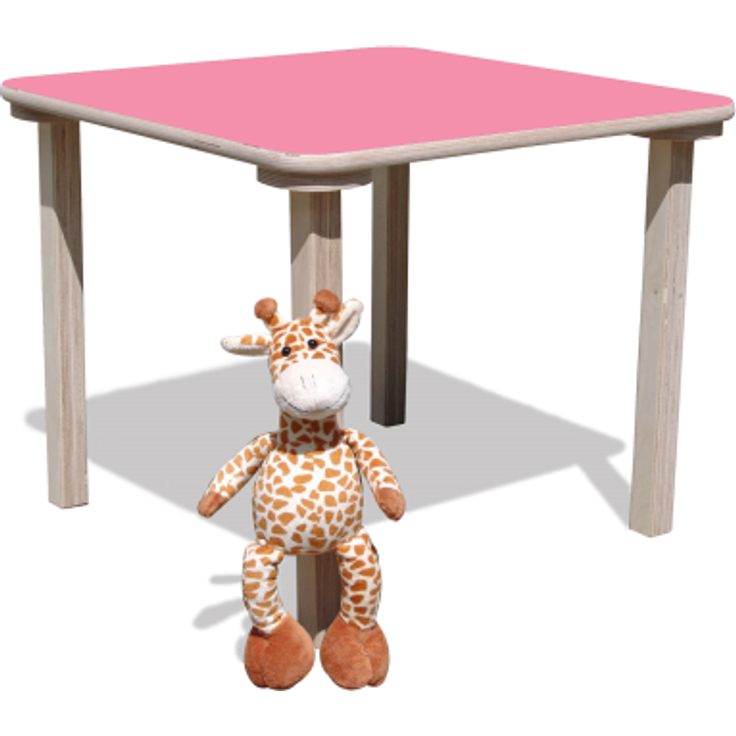 ELI Kindertisch - mit Bunter Tischplatte - Quadratisch - Rosa