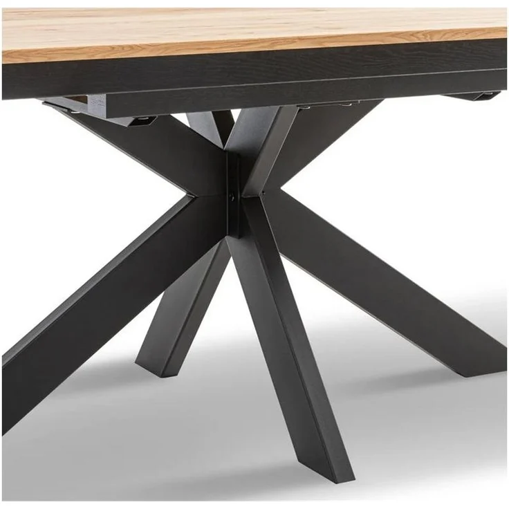 Ausziehtisch 160(245)x90cm "Hamburg" Wildeiche & Metall schwarz – Bild 6