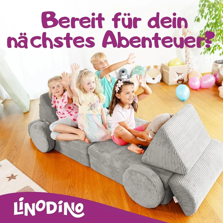 Linodino Kindersofa Spielsofa I Schaumstoff Stapelsteine für Kinder I Kindercouch, 3 Jahre Garantie – Bild 7