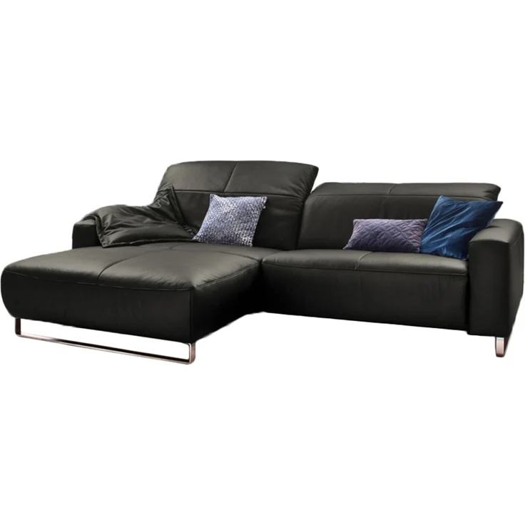 KAWOLA Sofa YORK Leder Life-line fango Rec links Fuß Metall Chrom matt 85 x 111 x 284 cm – Bild 2