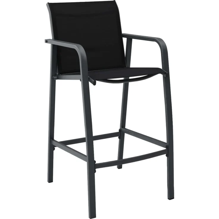 Garten-Barstühle 2 Stk. | Barhocker Schwarz Textilene – Bild 2