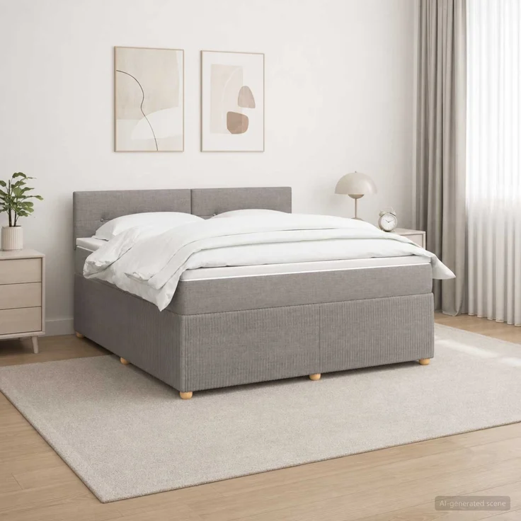 vidaXL Boxspringbett mit Matratze Taupe 140 x 200 cm Stoff 3451486 – Bild 1