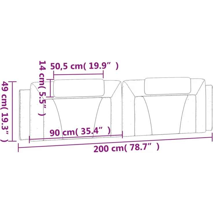 vidaXL Kopfteil-Kissen Braun 200 cm Kunstleder 374816 – Bild 10